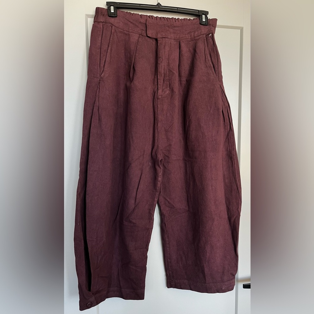 Free People Wide-Leg Pants in Deep Plum - Picture 5 of 14
